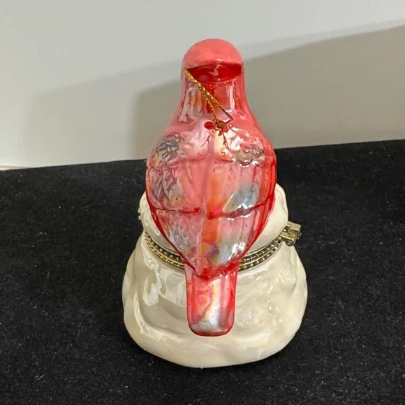 Mr. Christmas Porcelain Tree Hinged Music Box Ornament Red Cardinal Trinket Box - Picture 5 of 5
